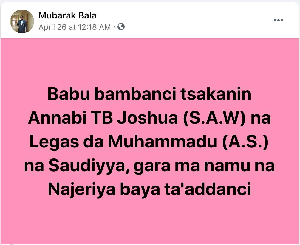Mubarak Bala Insulted TB Joshua April 26