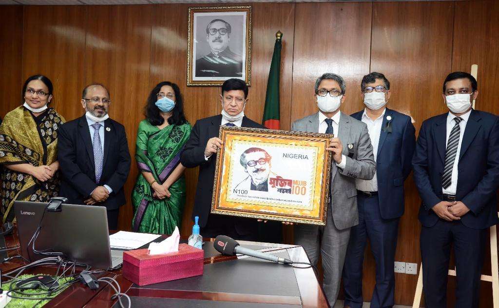 Foreign Ministers of Bangladesh and Nigeria Unveil Commemorative Stamp to Celebrate Mujib Year