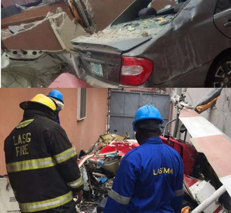 Lagos Helicopter Crash kill 2 another injured crashed helicopter