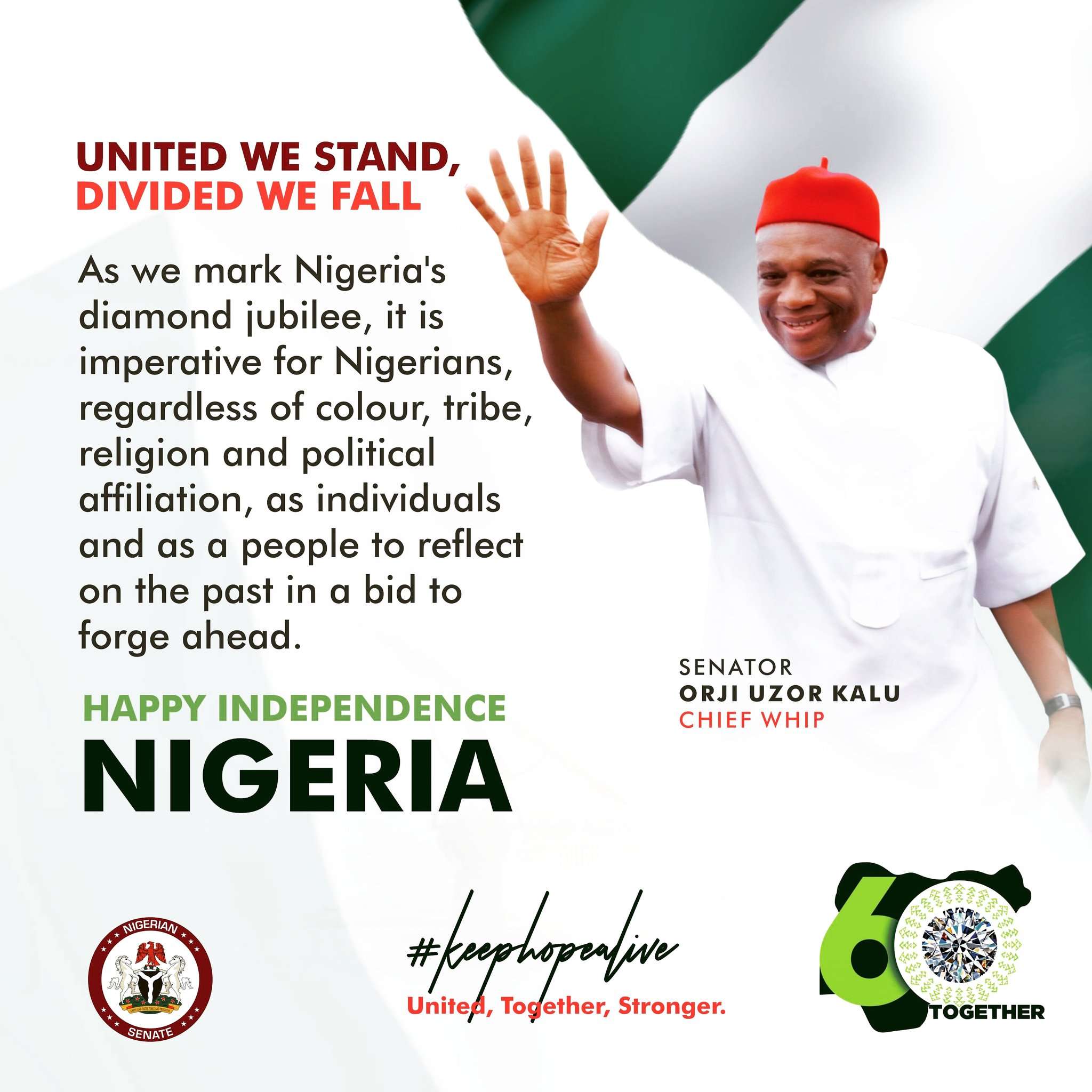 Nigeria @60: Senator Orji Uzor Kalu Urges Nigerians to Be Thankful to God