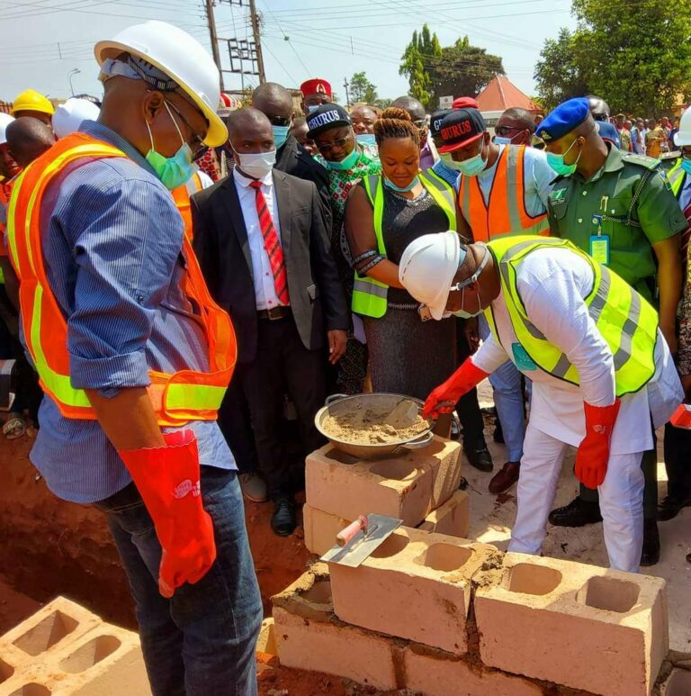 Ugwuanyi Lays Foundation for Hospital Complex at Ogrute