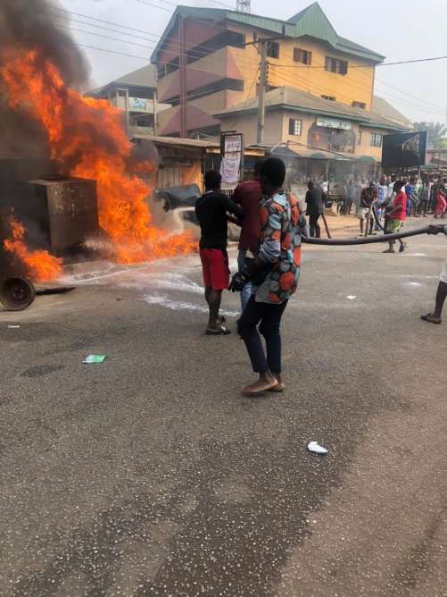 Happening Now: Petrol Station on Fire at Nnewi