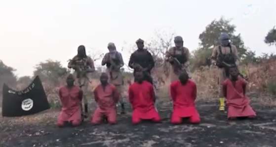 Screenshot of video released by Islamic State Showing execution of five Christians