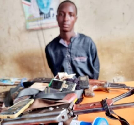 bandits 20-year-old Yusuf Monore with two AK 47/49 rifles and five rounds of live 7.62 X 39mm ammunition