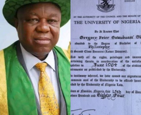 UNN VC Prof Charles Arinzechukwu Igwe and Peter Obi Certificate
