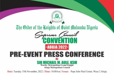 43rd Supreme Council Convention of Knights Of St Mulumba Set Holds in Abuja