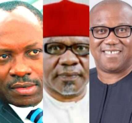 Chukwuma Soludo of Anambra State , Willy Ezugwu of SERG and Peter Obi of Labour Party
