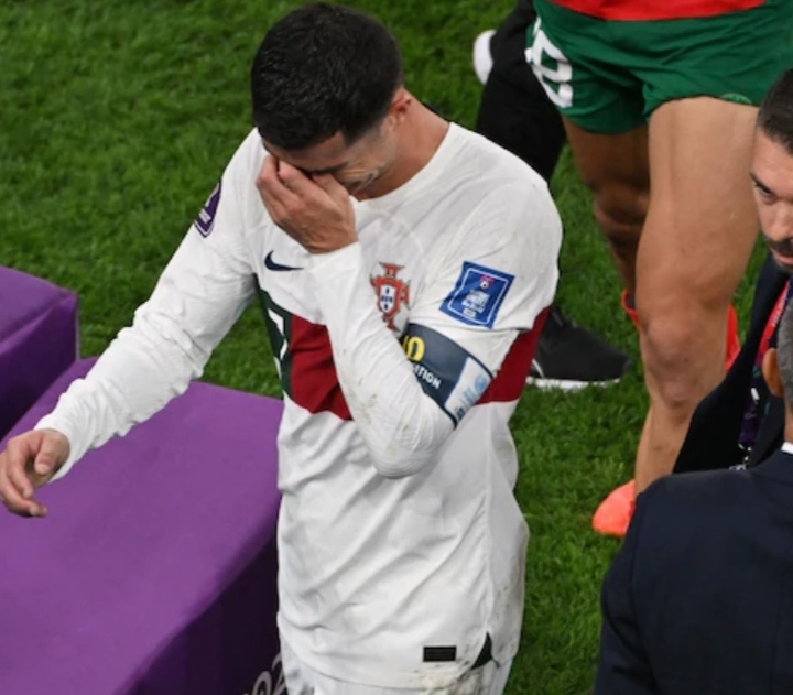 Cristiano Ronaldo in tears after Morocco vs Portugal match 