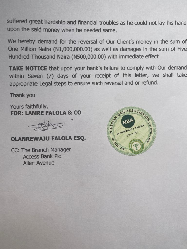 Okunniyi, Peter Obi's Chief Mobiliser, tackles Access Bank Over N1m Fraud