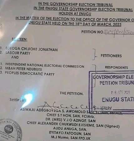 Chijioke Edeoga files election petition at Tribunal against Peter Mbah of PDP