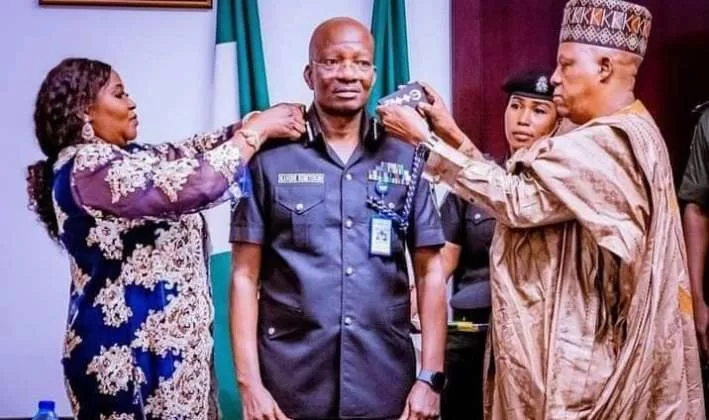 Acting Inspector-General of Police (IGP) Kayode Egbetokun Decorated By Vice President Kashim Shettima