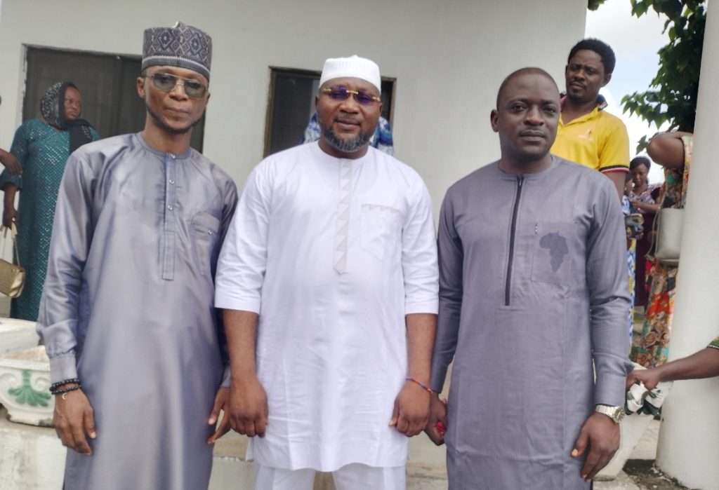 Hon Abdulmumini Danga (middle) Flanked by Mallam Bello Muhammed (MBM) (left) And a member of Team MBM delegates 