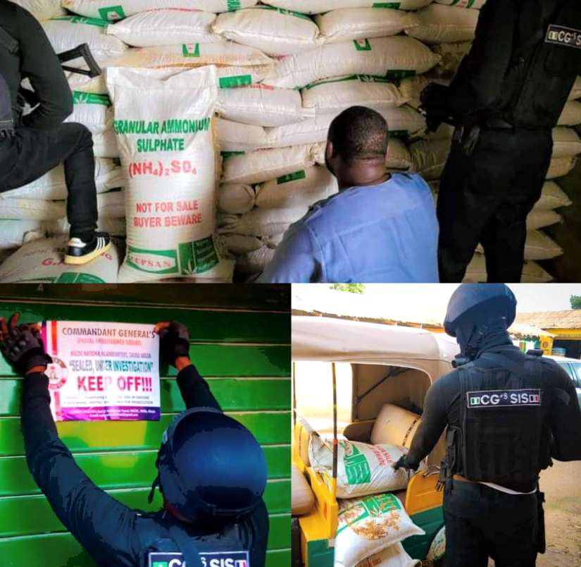NSCDC Burst Adulterated Fertilizers Products Syndicate In Jos, Arrests 5, Recover Large Quantities Of Diverted Products