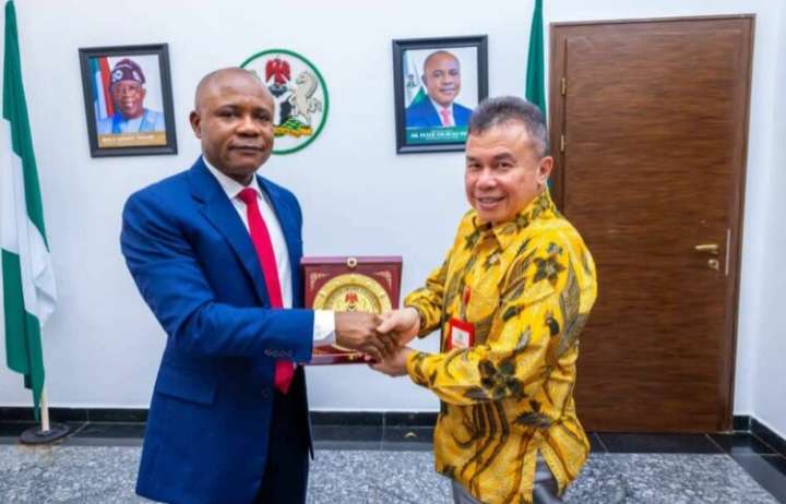 Governor of Enugu State Dr. Peter Mbah and Indonesian Ambassador to Nigeria, Dr. Usra Harahap