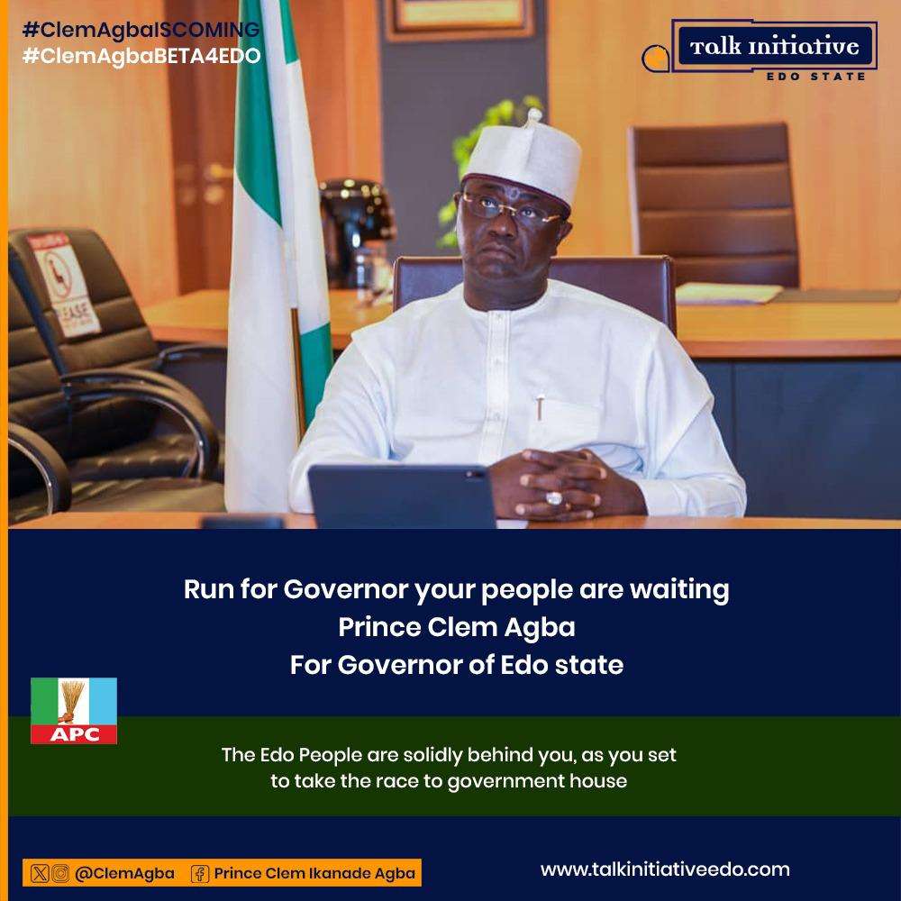 2024 Edo Guber: Talk Edo Initiative Unveils Agba As Notable Political Personality, Urges Him To Contest