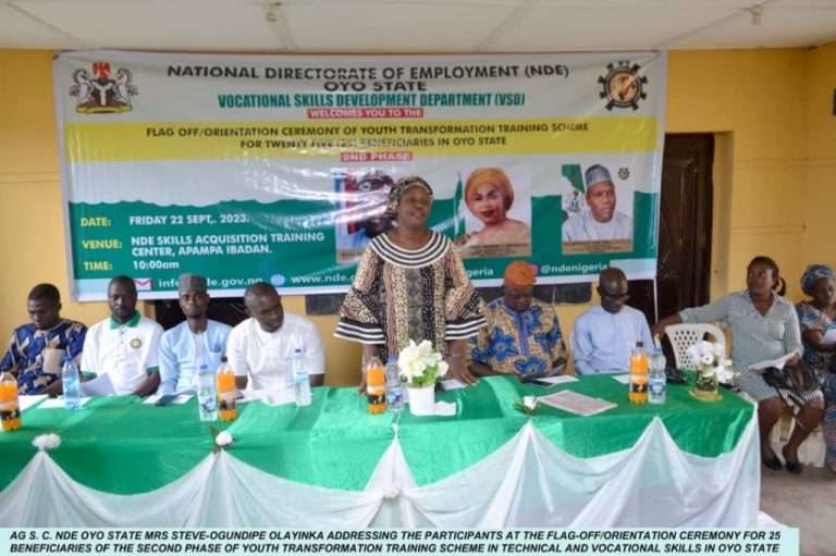 Unemployed Persons: NDE Kicks-off Youth Transformation Training Scheme in Oyo