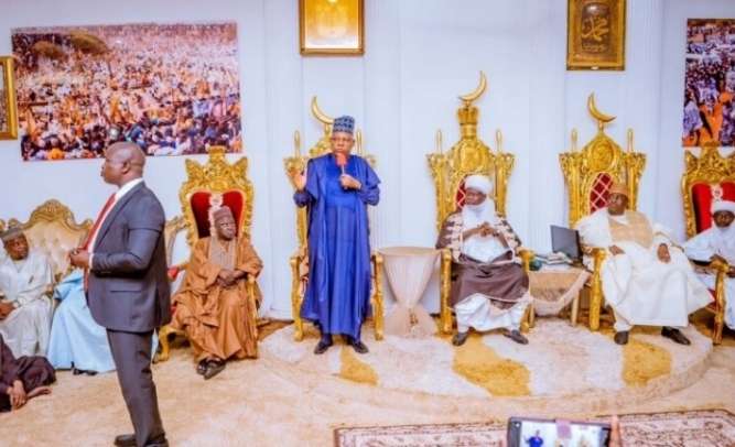 Vice President Kashim Shettima on AfDB Loan at the Palace of the Emir of Argungu, Alhaji Sumaila Mera