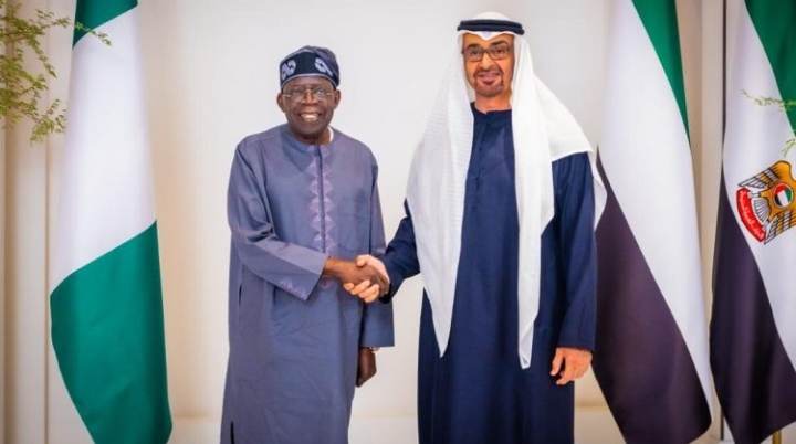 President of Nigeria, Bola Ahmed Tinubu, and the President of the United Arab Emirates (UAE), Mohamed bin Zayed Al Nahyan over Visa Ban On Nigerians 