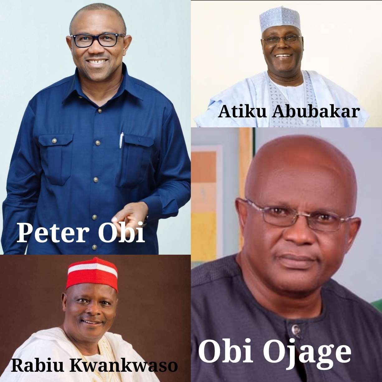 Peter Obi, Atiku Abubakar, Rabiu Kwankwaso and Obi Ojage