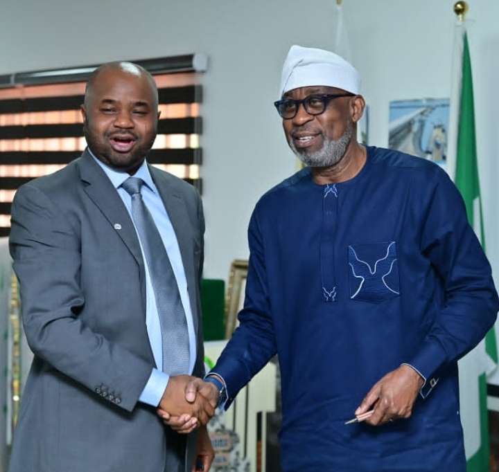 Acting Chairman of the Federal Inland Revenue Service (FIRS), Mr. Zachaeus Adedeji and Minister of Solid Minerals, Dr. Oladele Alake