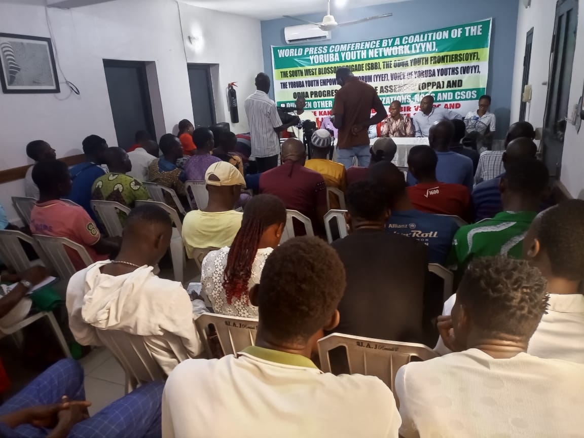 Coalition Of The Yoruba Youth Network (YYN), comprising the South West Blossom Brigade (SBB), the Odua Youth Frontiers (OYF), the Yoruba Youth Empowerment Forum (YYEF), the Voice Of Yoruba Youths (VOYY), the Odua Progressive People Assembly (OPPA) and no fewer than fourteen other youth organizations, non-governmental organizations (NGOs)