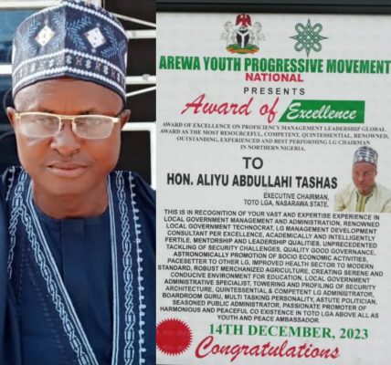 Hon. Aliyu Abdullahi Tashas, the Executive Chairman of Toto Local Government Area of Nasarawa State, Nigeria