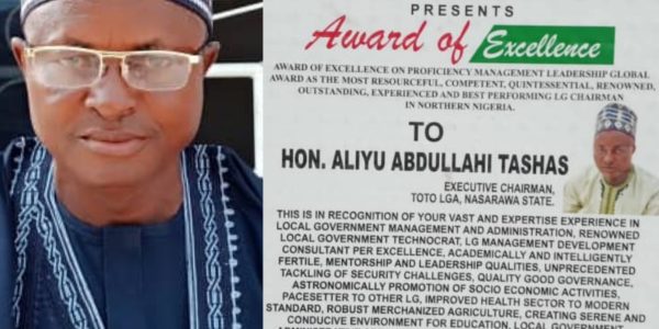 Hon. Aliyu Abdullahi Tashas, the Executive Chairman of Toto Local Government Area of Nasarawa State, Nigeria