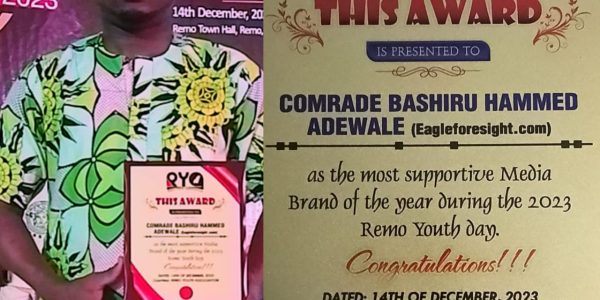 Lahbash, who shined at the event, bagged an award of excellence at the 2023 Remo Youth Day (2023 RYD)