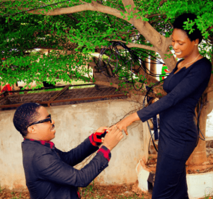GNC Chukwuemeka on Bended Knee Proposes to His Beautiful Girlfriend at a Green Garden