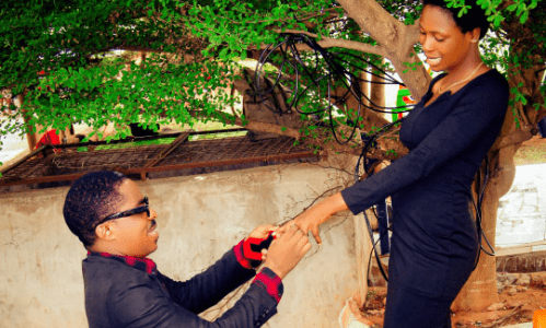 GNC Chukwuemeka on Bended Knee Proposes to His Beautiful Girlfriend at a Green Garden