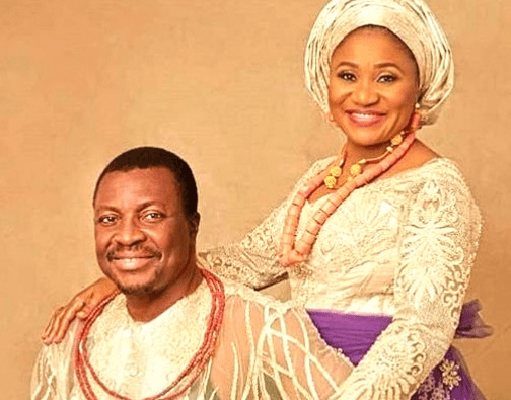 Nigerian Comedian, Atunyota Alleluya Akpobome, popularly known as Alibaba, and his wife Mary.png