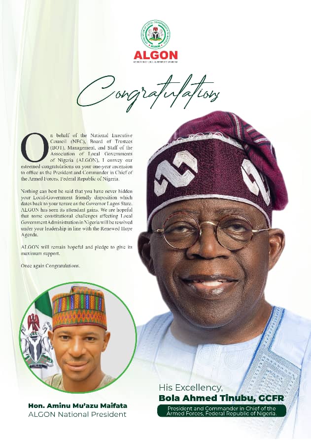 ALGON congratulatory message to Tinubu 
