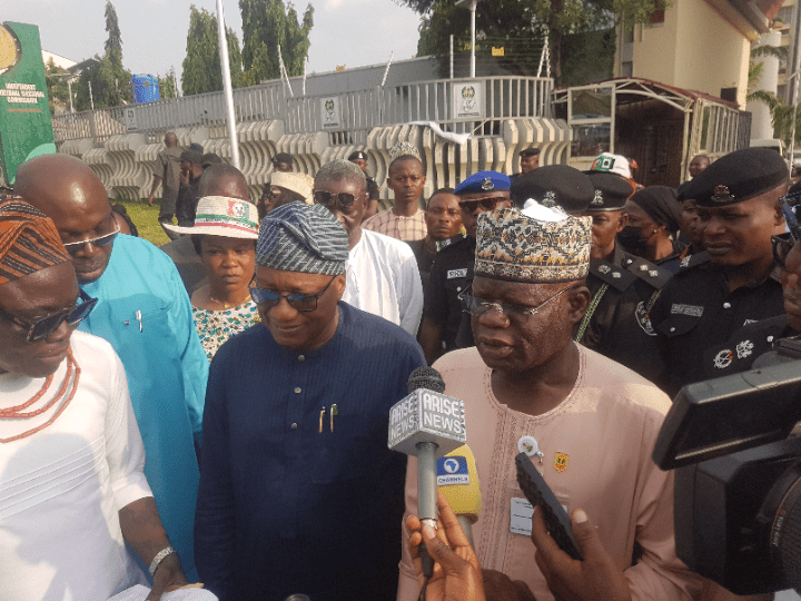 Protesting Edo Excos of Labour Party Submitting Ratification Letter to INEC Officials at the Commission's Headquarters, Abuja, on Monday 