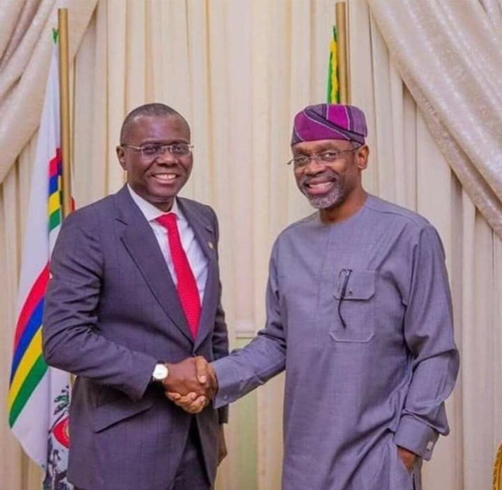 Lagos State Governor Babajide Sanwo-Olu and Rt. Hon. Femi Gbajabiamila, former Speaker of the House of Representatives and current Chief of Staff to President Bola Ahmed Tinubu,