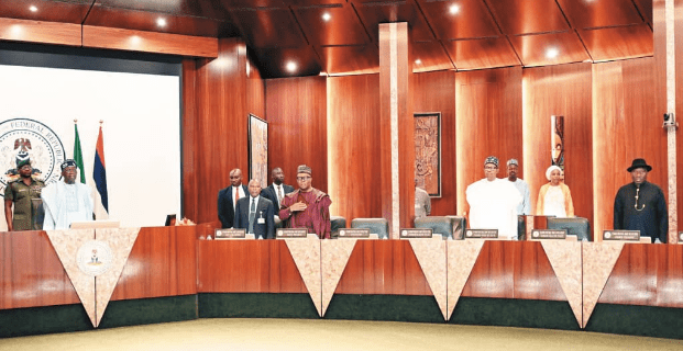 Gowon, Jonathan, Buhari at Council of State Meeting with Tinubu Presiding