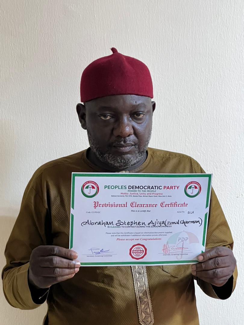 Hon Stephen Abraham Ajiya for PDP Vice Chairman North Central Zone 