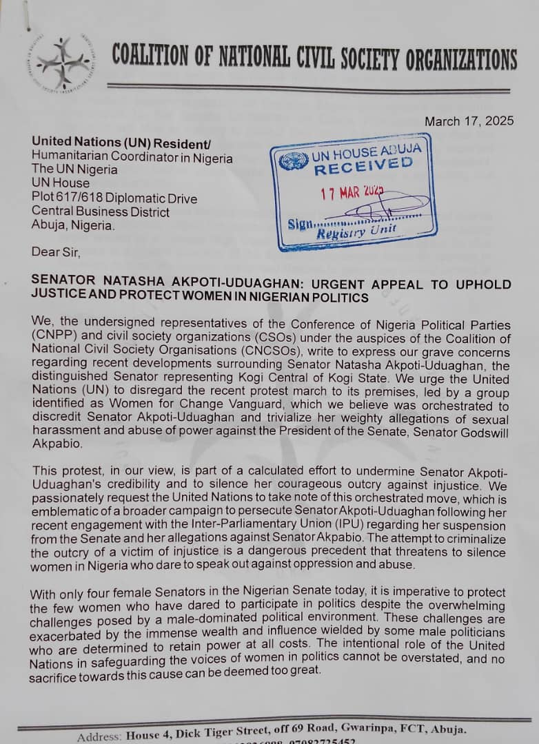 CNPP and Coalition of CSOs Write UN 