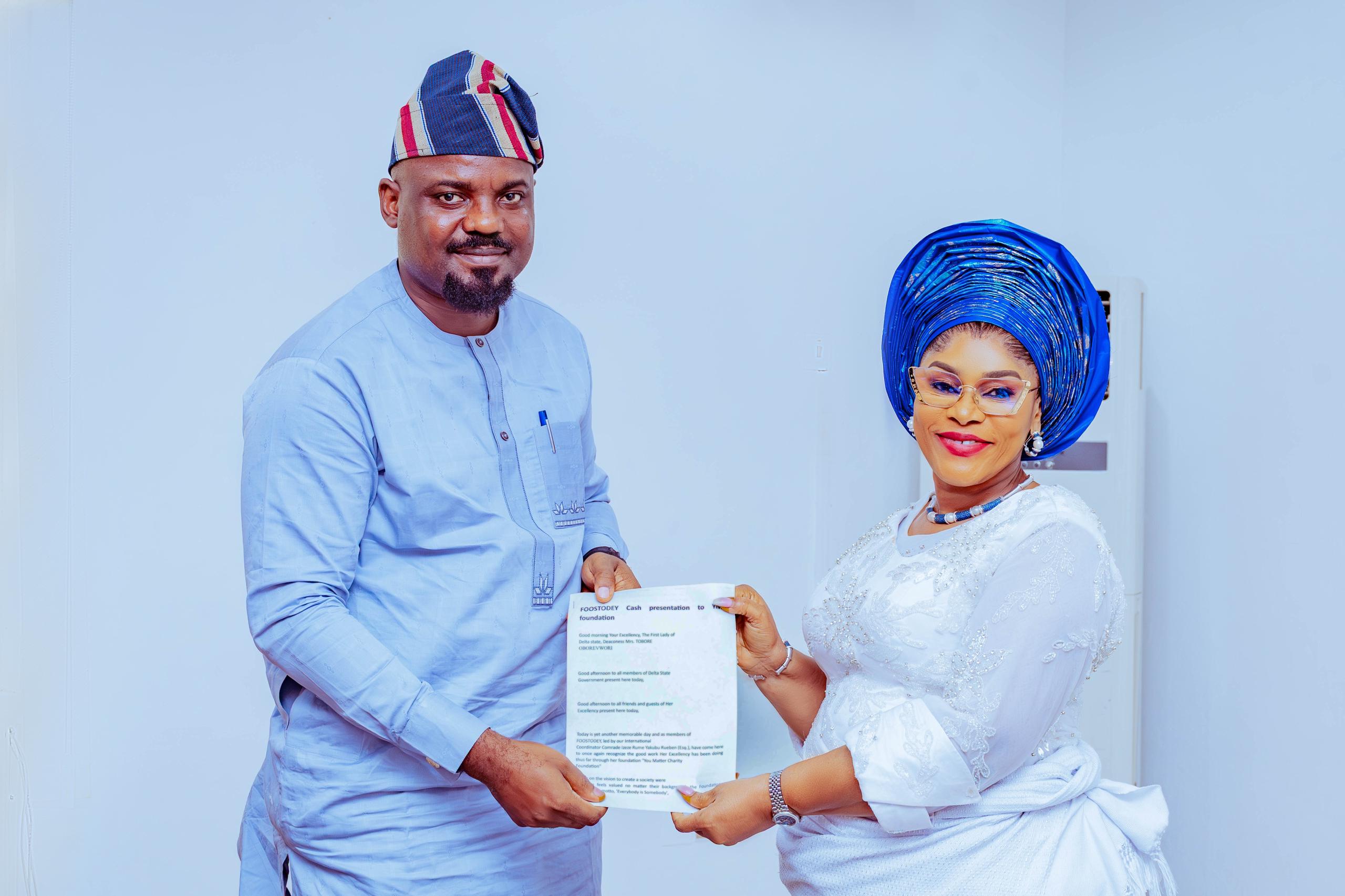 FOOSTODEY Donates N5 Million to Support Oborevwori’s Charity Foundation
