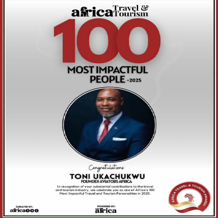 Toni Ukachukwu Honoured Among Africa’s 100 Most Impactful Travel and Tourism Personalities for 2025