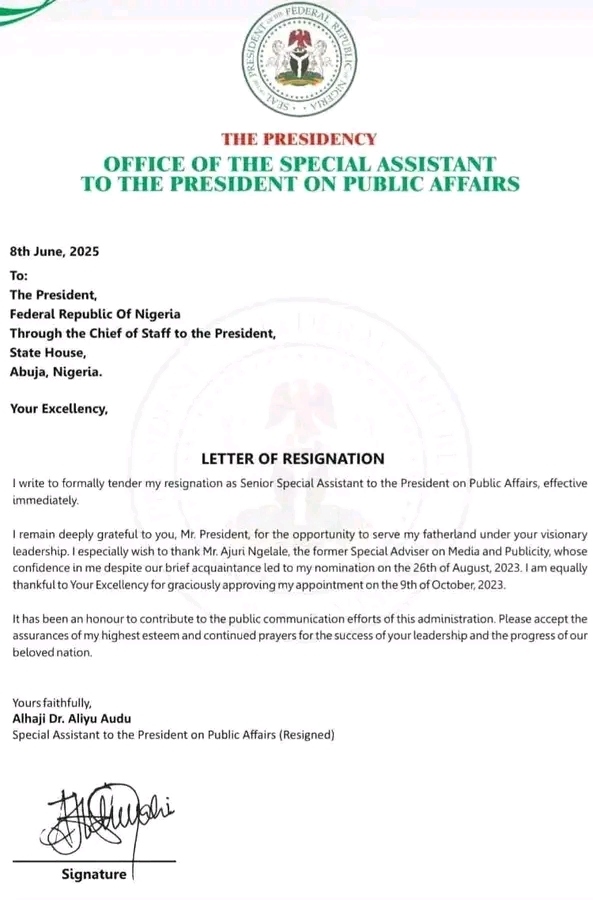 Presidential Aide Dr. Aliyu Audu Resigns from Public Affairs Office, Citing Gratitude and National Service