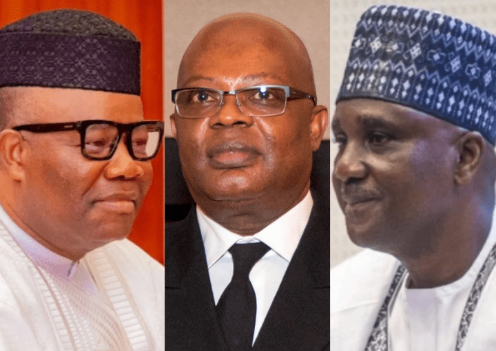President of the Senate, Senator Godswill Akpabio, Rivers Sole Administrator, Rear Admiral Ibas and Speaker of the House of Representatives, Rt. Hon. Tajudeen Abbas