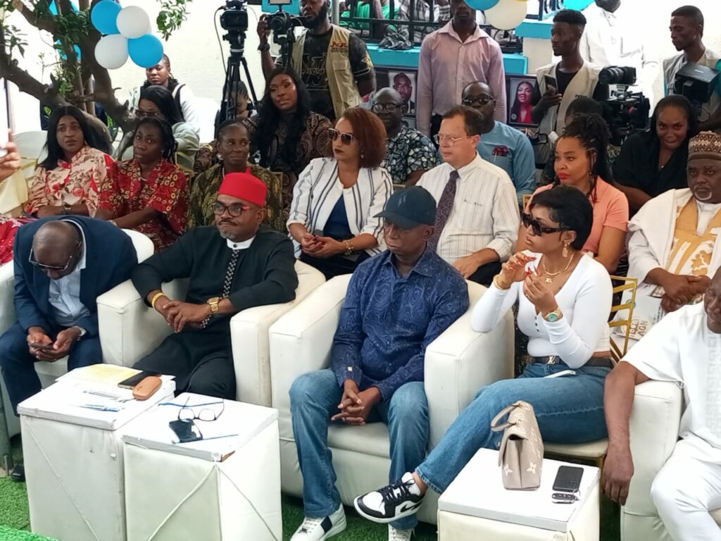 Left to right: Segun Arinze, Dr. Emeka Rollas, Senator Prince Ned Nwoko, and Regina Daniels Nwoko during the event in Abuja on Saturday