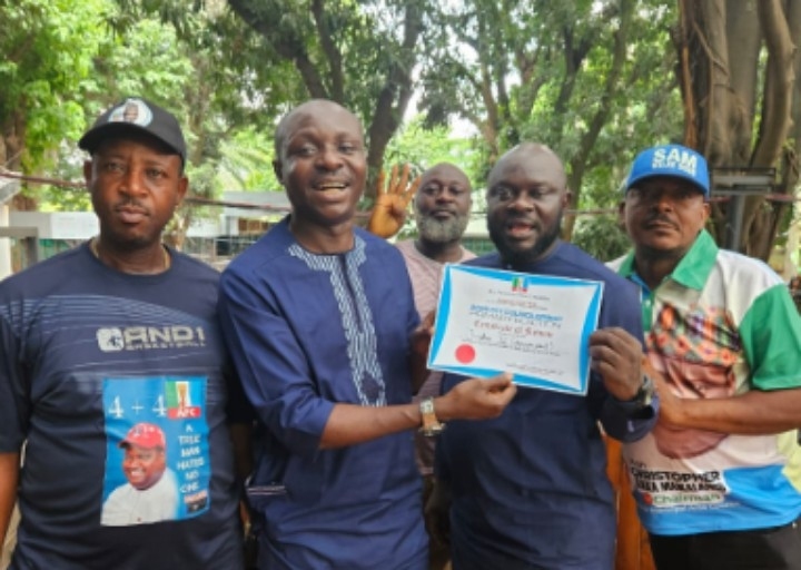 Area Council Elections: APC Candidate Presents Certificate Of Return to Hon Bravo