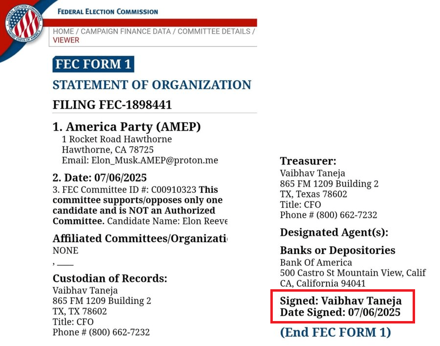America Party legal recognition 