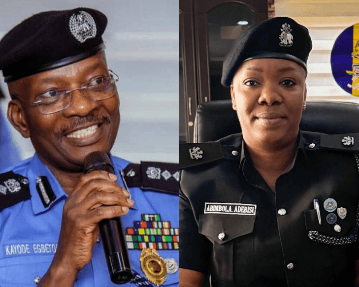 Inspector-General of Police, IGP Kayode Adeolu Egbetokun, NPM, Ph.D. and Superintendent of Police (SP) Abimbola Adebisi as the new Police Public Relations Officer (PPRO) Lagos State