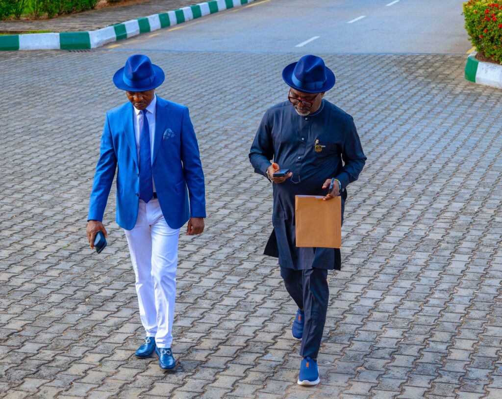 Delta State Governor’s Chief Press Secretary, Sir Festus Ahon and Mr. Charles Aniagwu, the State Commissioner for Works (Rural Roads) and Public Information