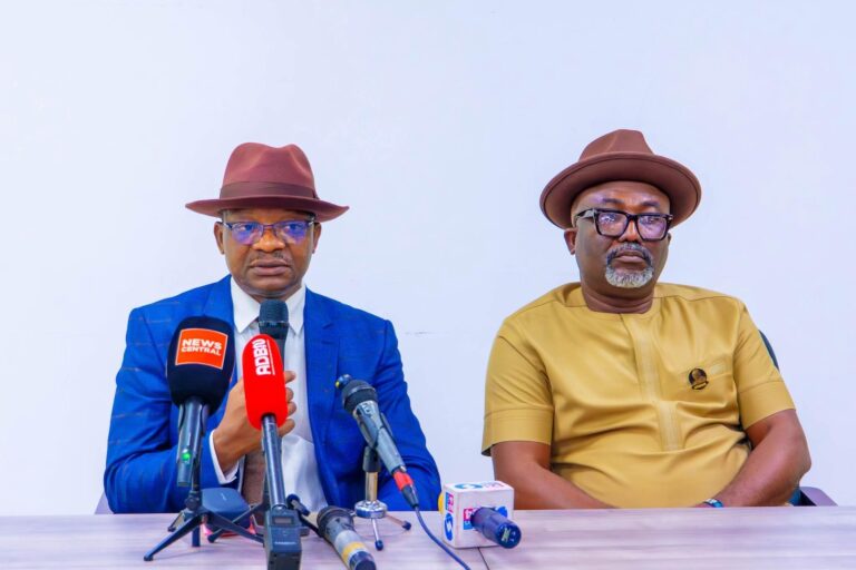 Delta State Commissioner for Works (Rural Roads) and Public Information, Mr. Charles Aniagwu and Chief Press Secretary to the Governor, Sir Festus Ahon