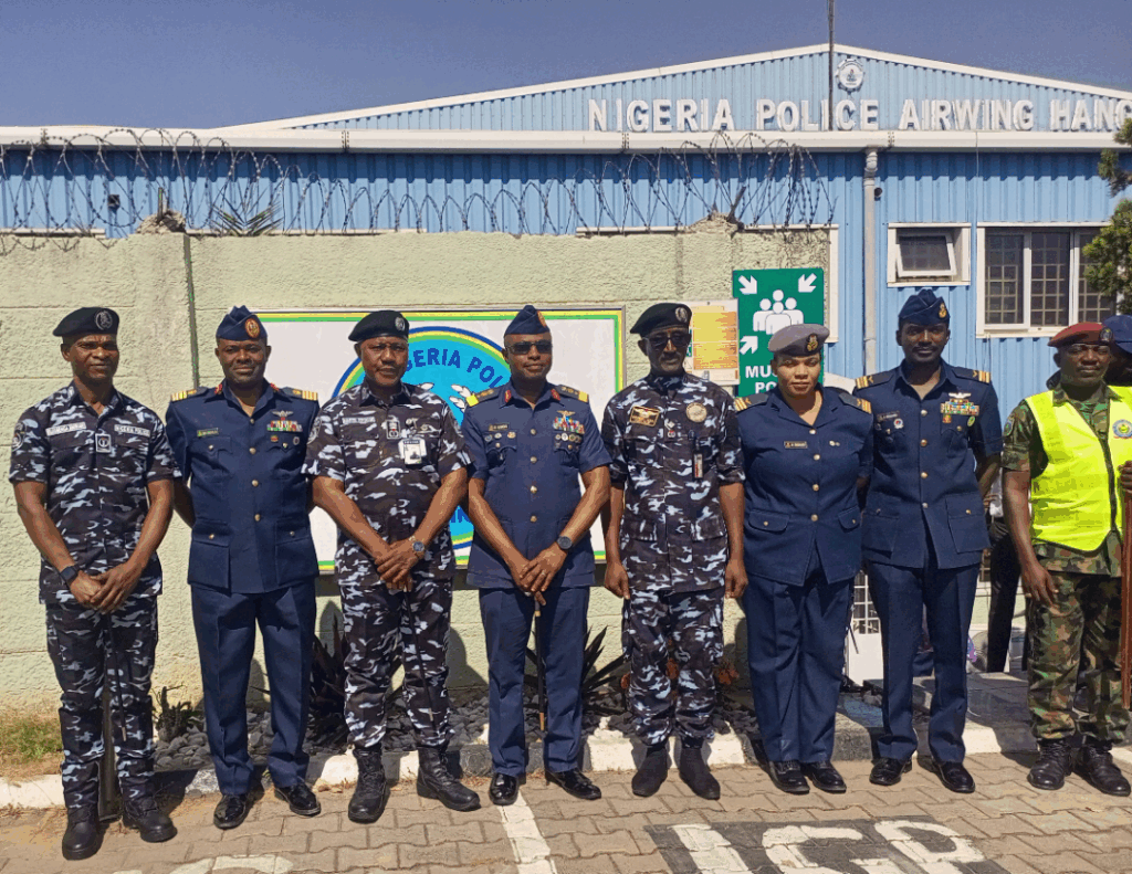 Commissioner of Police and Accountable Manager of the Nigeria Police Force Airwing, CP Martin Nwogoh, and Air Commodore Oluwaseun Ayomide Oluwatayo, Commander of the 307 Executive Airlift Group (EAG), Nigerian Air Force, Nnamdi Azikiwe International Airport Command—during a courtesy visit