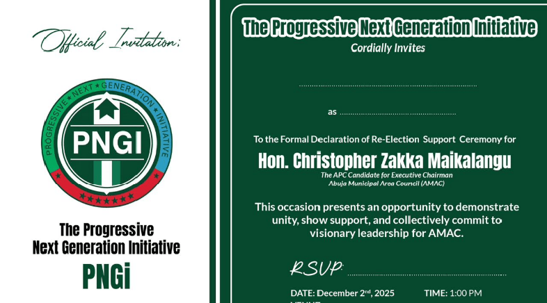 PNGI Backs AMAC Chairman Christopher Zakka Maikalangu Re-election Bid, Sets Date for Official Declaration