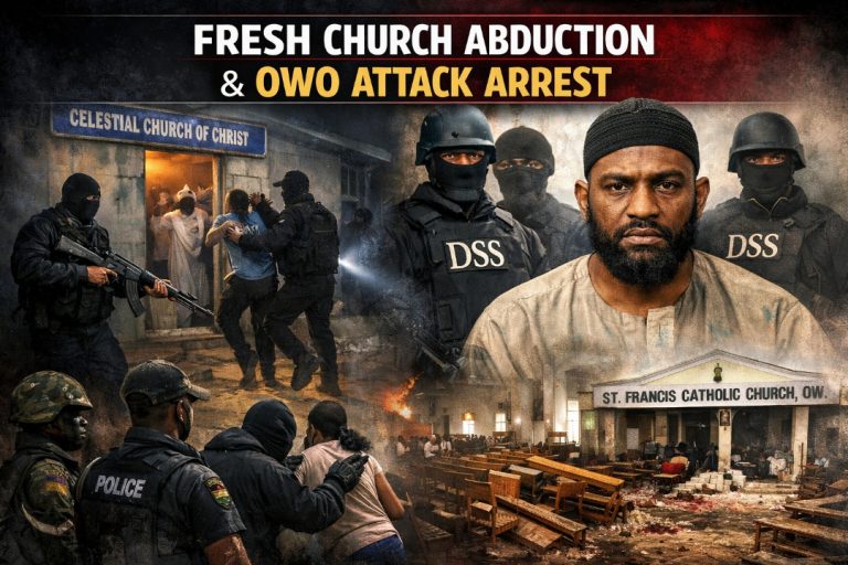 Fresh fears have gripped Ondo State following the abduction of five worshippers during a midnight church service in Uso, Owo Local Government Area, even as operatives of the Department of State Services (DSS) announced the arrest of the sixth suspect linked to the 2022 massacre at St. Francis Catholic Church, Owo.